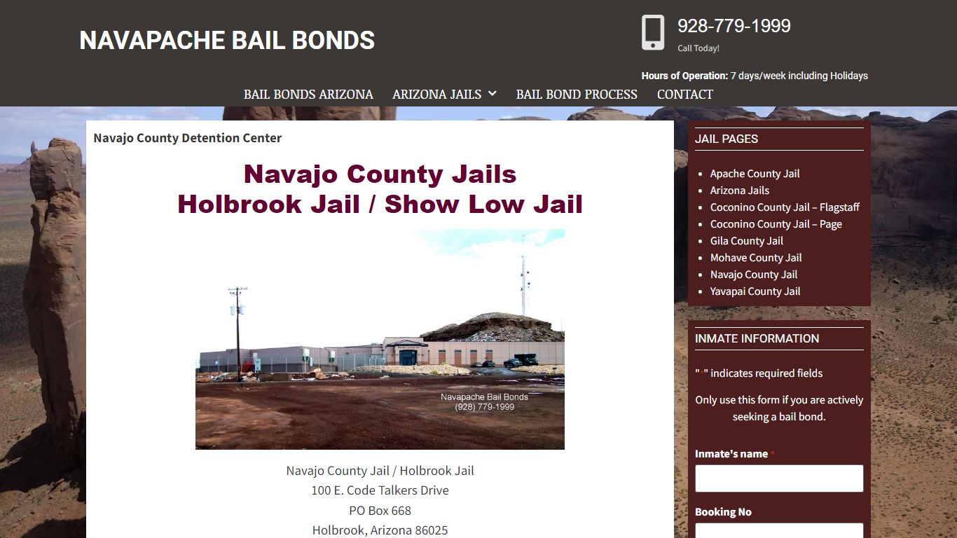 Navajo County Jail Inmate Information - Holbrook Jail, Show Low Jail