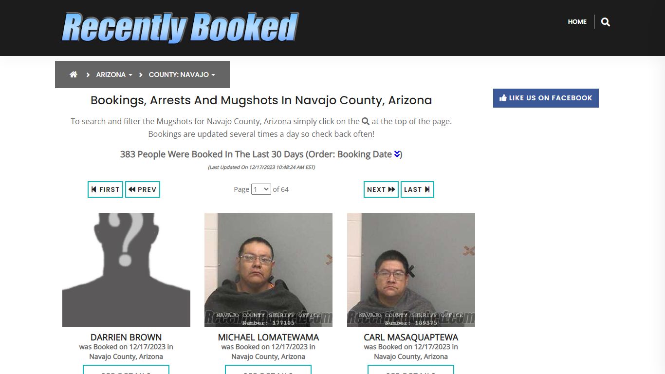 Recent bookings, Arrests, Mugshots in Navajo County, Arizona